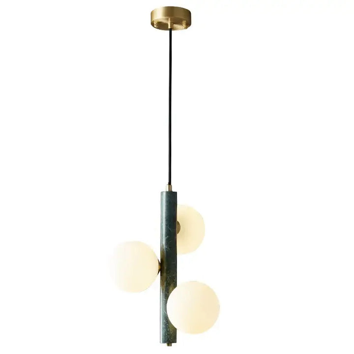 Suspension Luminaire Moderne Globes Opalins Doré blanc Vert