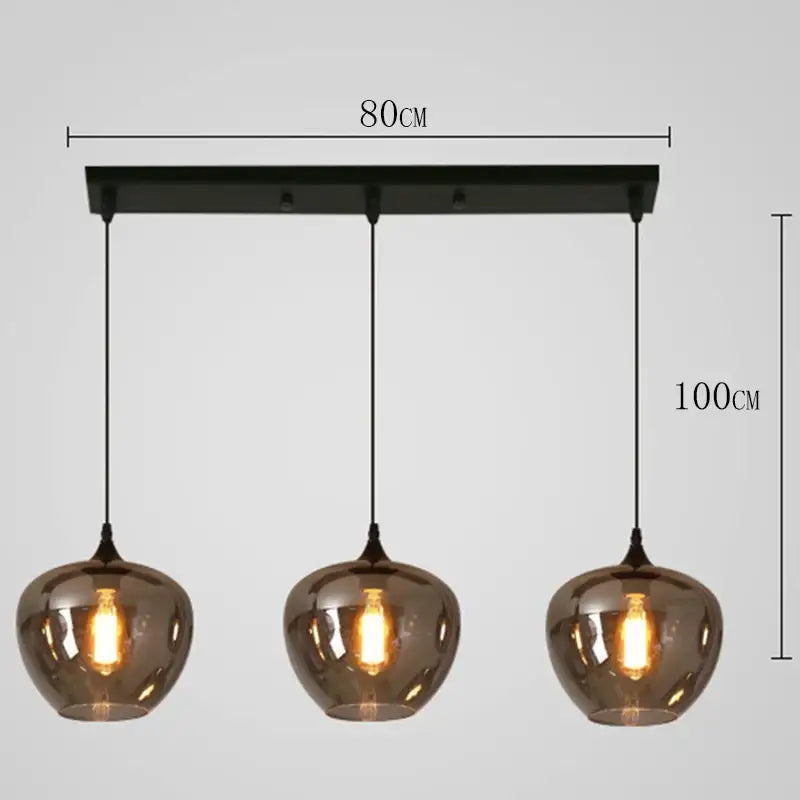 Suspension luminaire moderne à globes en verre fumé chic