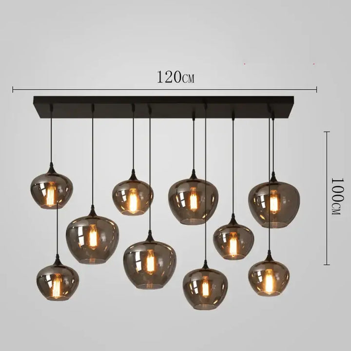 Suspension luminaire moderne à globes en verre fumé chic