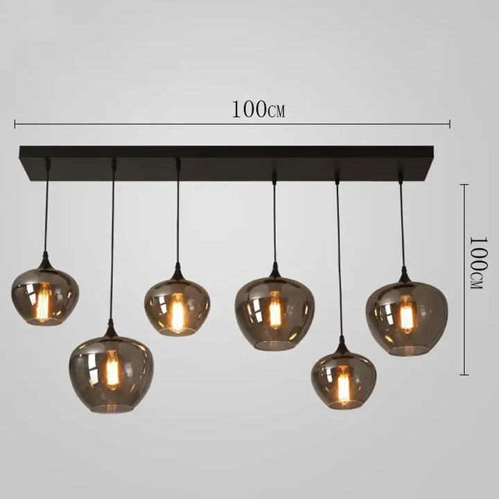 Suspension luminaire moderne à globes en verre fumé chic