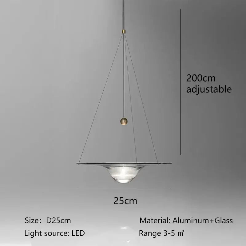 Suspension luminaire moderne led en aluminium et verre