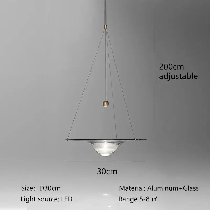 Suspension luminaire moderne led en aluminium et verre