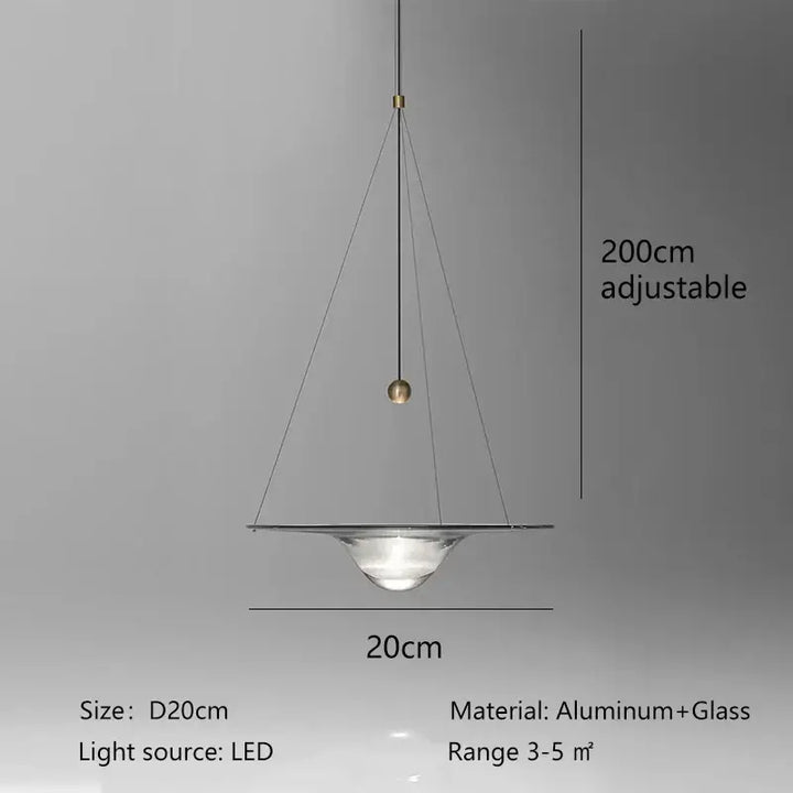 Suspension luminaire moderne led en aluminium et verre