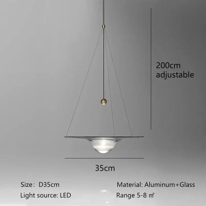 Suspension luminaire moderne led en aluminium et verre