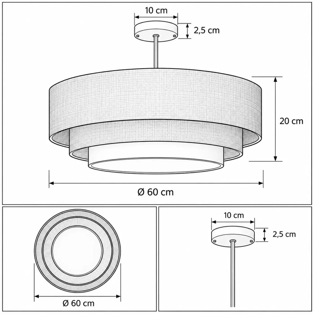 Suspension luminaire marron triniti boho elegant avec abat-jour en tissu écru design chic et décoration élégante