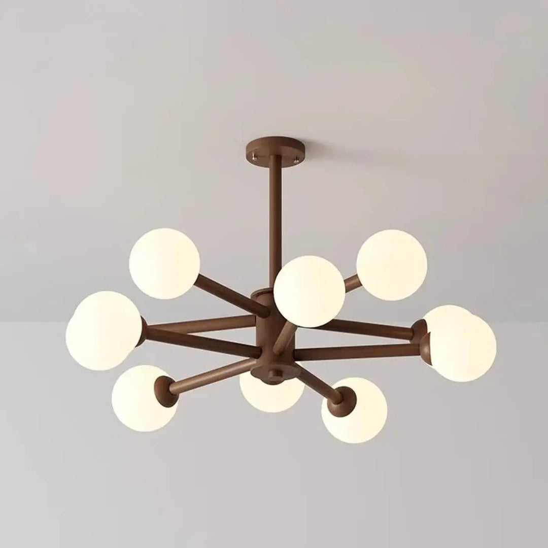 Suspension luminaire moderne en métal à boules opales marron