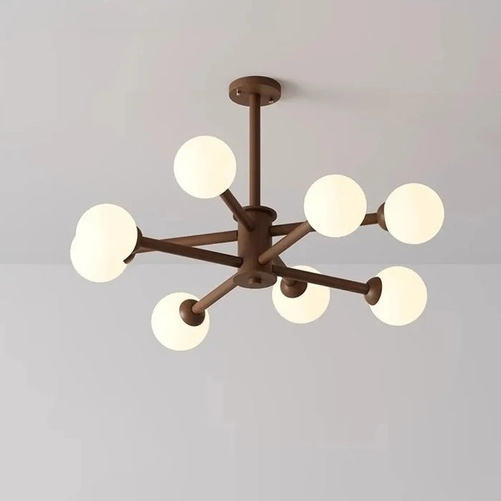 Suspension luminaire moderne en métal à boules opales marron