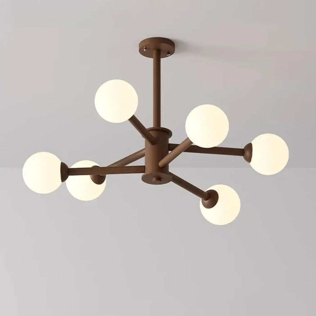 Suspension luminaire moderne en métal à boules opales marron