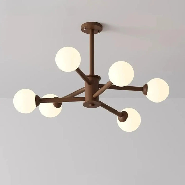 Suspension luminaire moderne en métal à boules opales marron