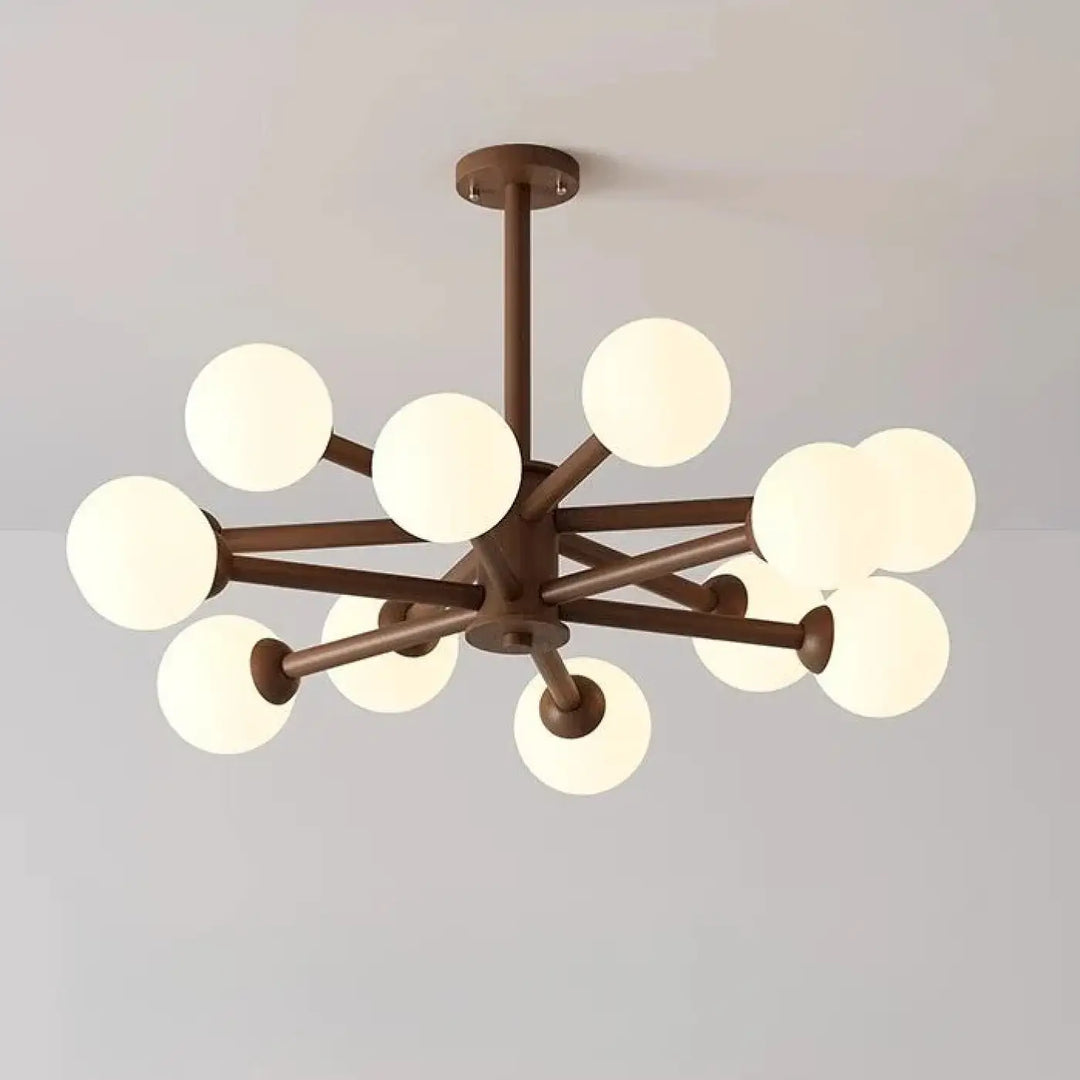 Suspension luminaire moderne en métal à boules opales marron