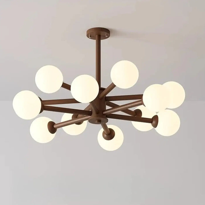 Suspension luminaire moderne en métal à boules opales marron