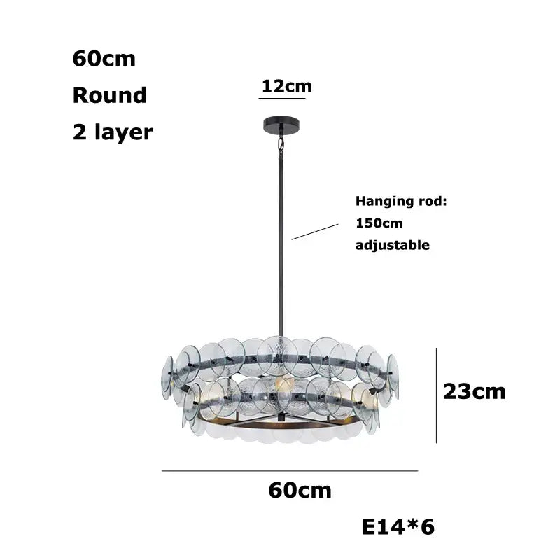 Suspension luminaire moderne ronde en disques de verre