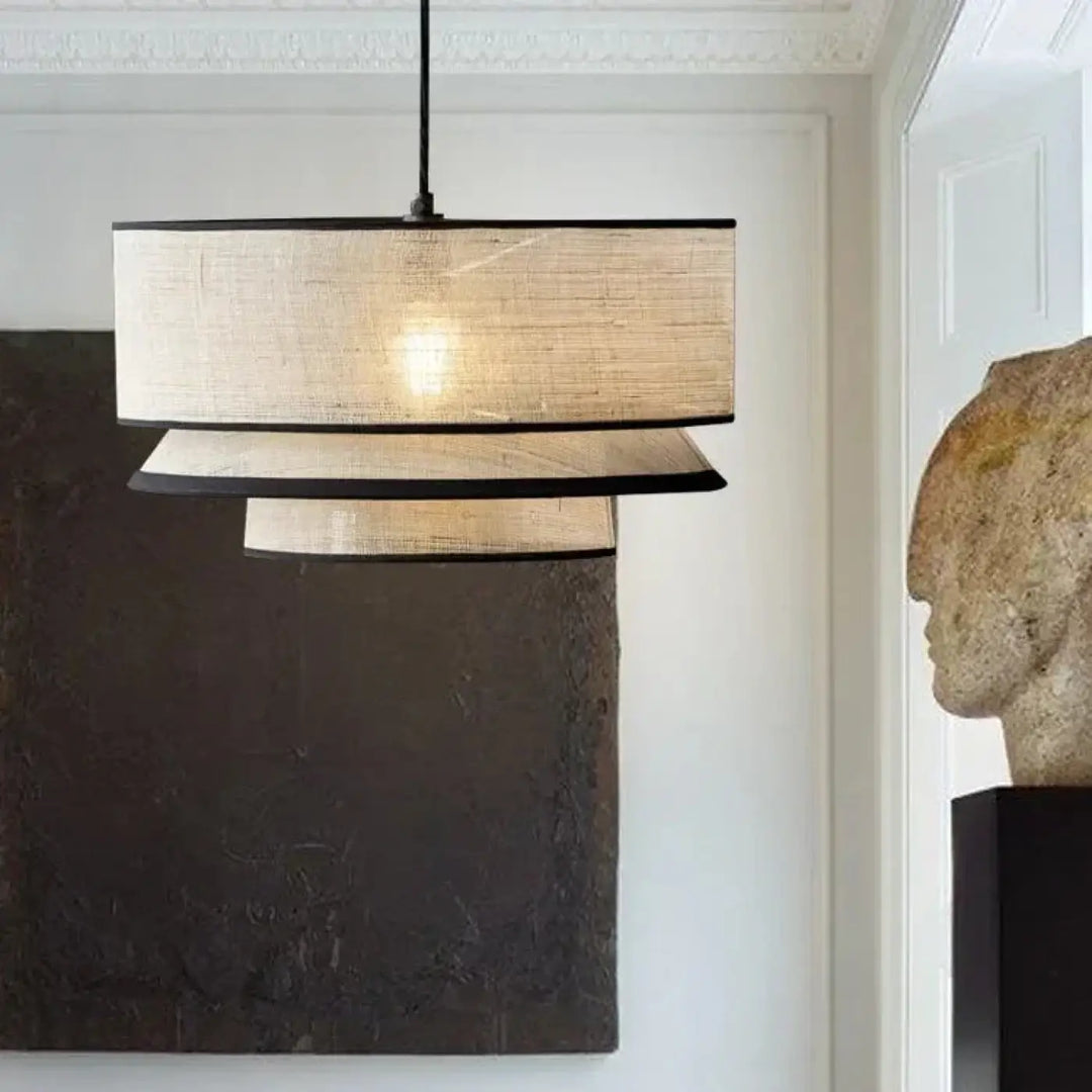 Suspension luminaire moderne en tissu blanc élégant