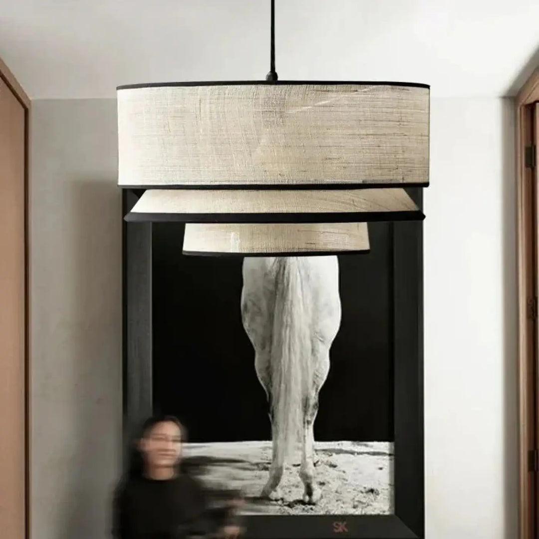 Suspension luminaire moderne en tissu blanc élégant