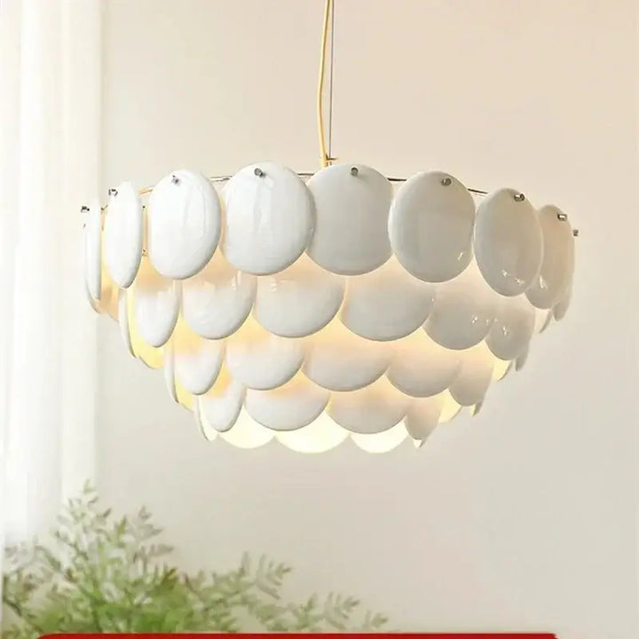 Suspension luminaire moderne en verre blanc sculpté élégant