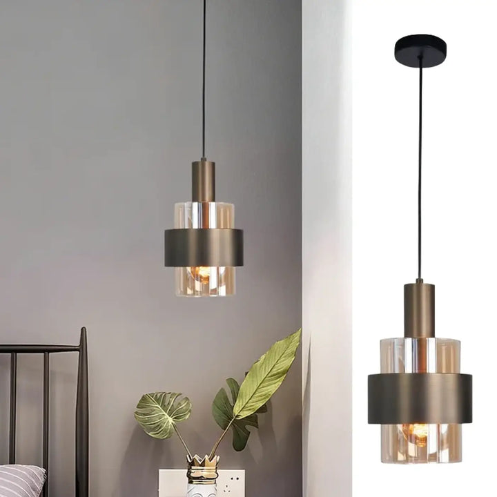 Suspension luminaire moderne en verre et métal design minimaliste