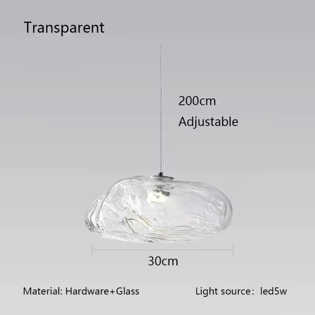 Suspension luminaire moderne en verre texturé forme galet