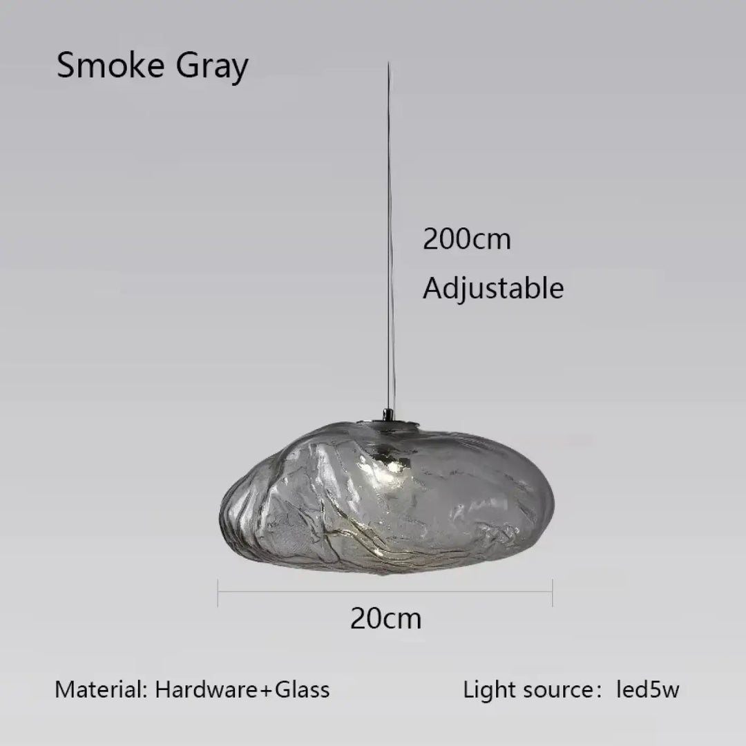 Suspension luminaire moderne en verre texturé forme galet