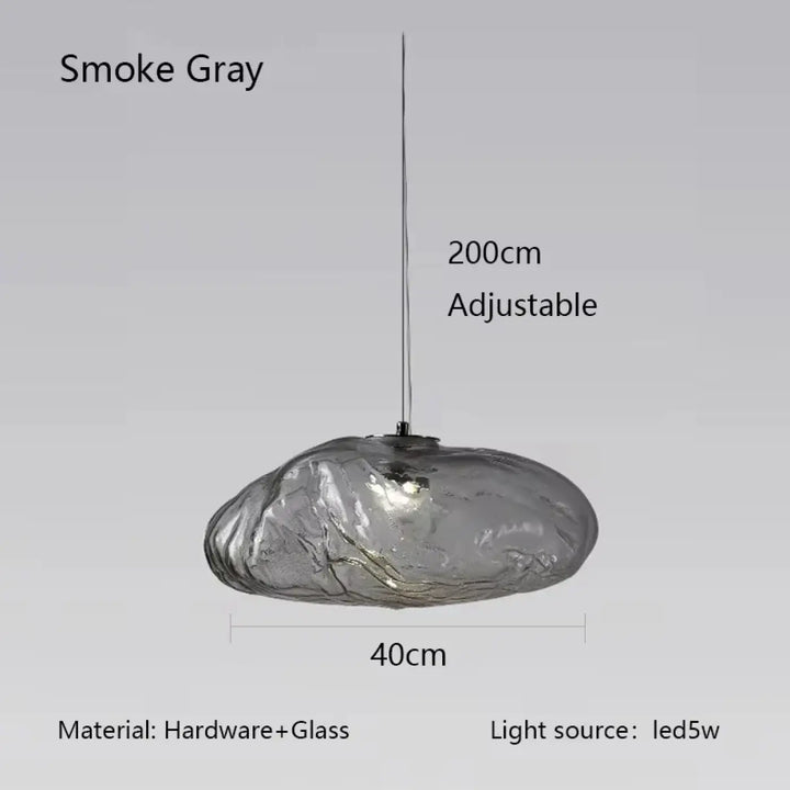 Suspension luminaire moderne en verre texturé forme galet