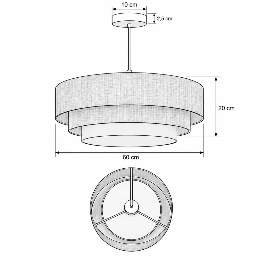 Suspension luminaire moderne triniti boho elegant avec abat-jours en tissu beige texturé créant une atmosphère chaleureuse