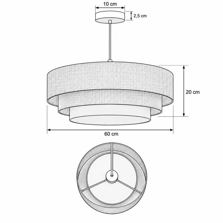 Suspension luminaire moderne triniti boho elegant avec abat-jours en tissu beige texturé créant une atmosphère chaleureuse