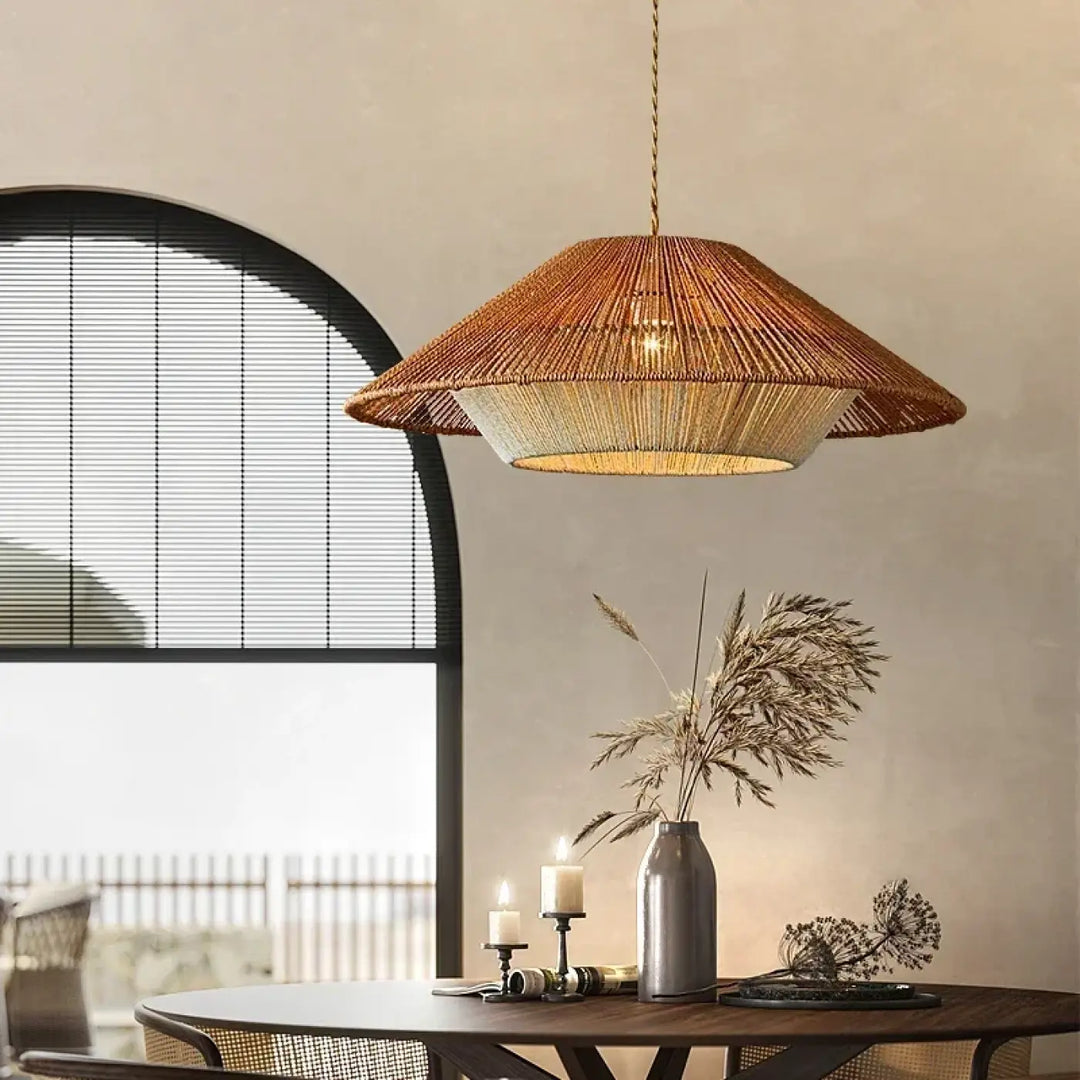 Suspension luminaire naturelle beige élégant design