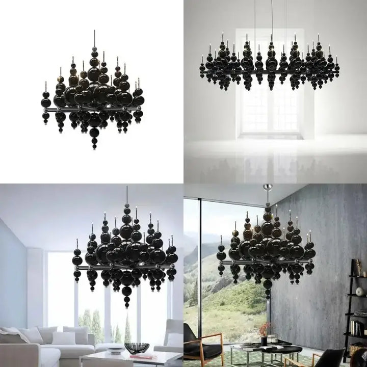 Suspension noir contemporain style luxe éclairage chic