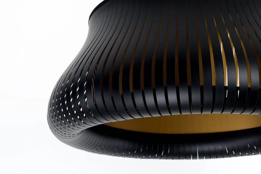 Suspension luminaire oblo noir doré avec lampe suspendue rayée noir et or pour un éclairage moderne élégant