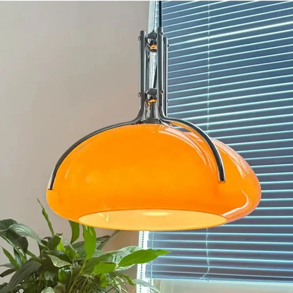 Suspension luminaire orange au style industriel au design unique