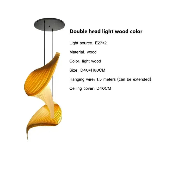 Suspension organique en bois sculptural ambiance chaleureuse