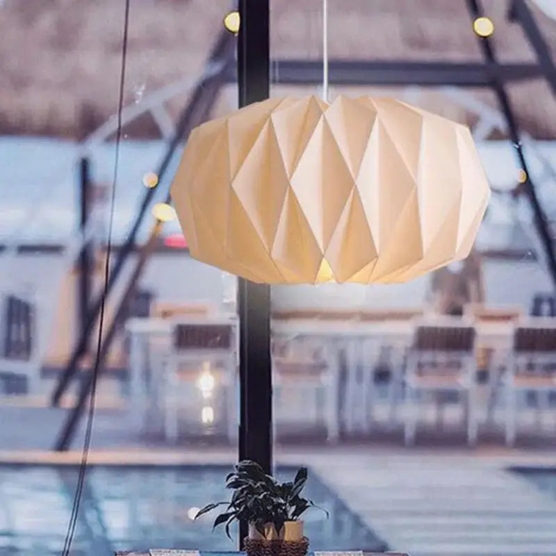 Suspension luminaire origami papier blanc style scandinave