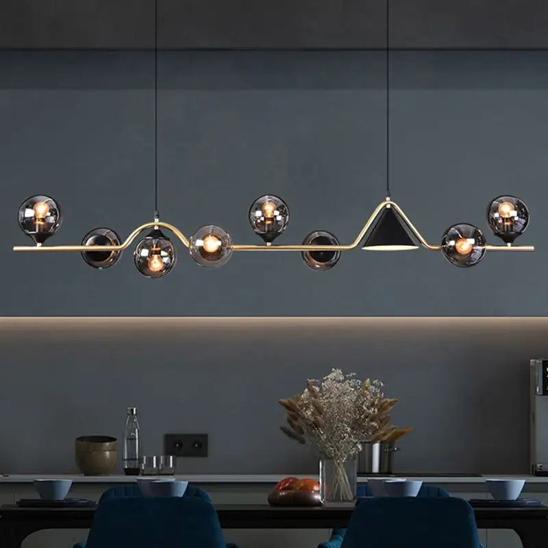 Suspension luminaire originale à boules en verre fumé style élégant