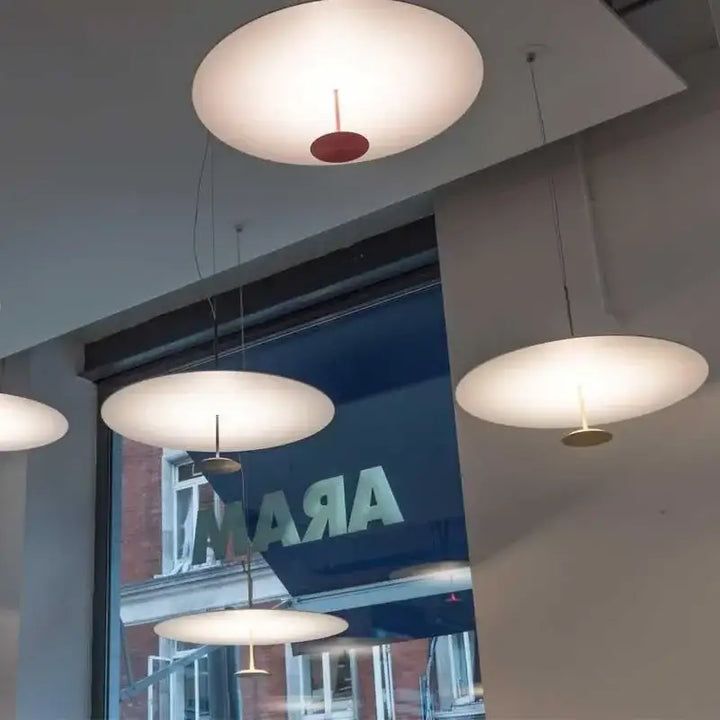 Suspension Luminaire Ovale Blanche Moderne En Aluminium