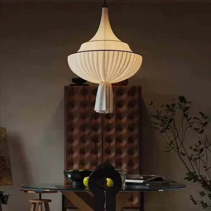 Suspension luminaire plissée inspiration lanterne décorative

