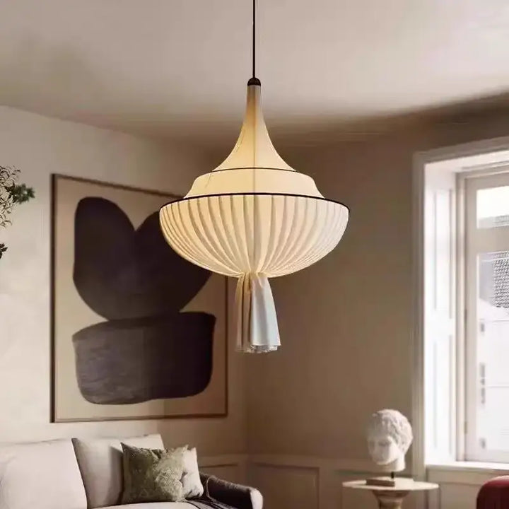 Suspension luminaire plissée inspiration lanterne décorative

