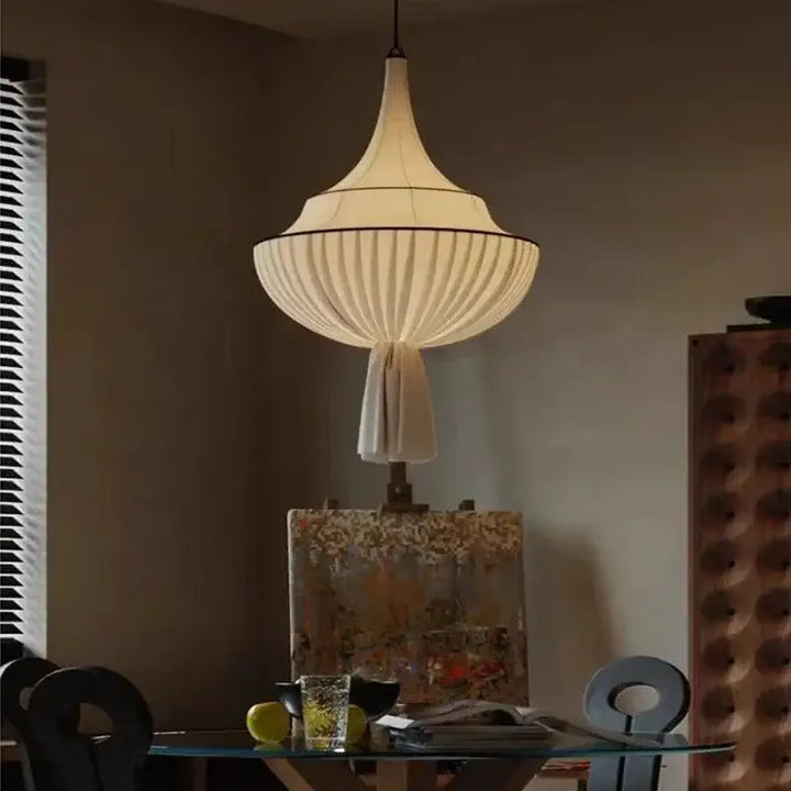 Suspension luminaire plissée inspiration lanterne décorative

