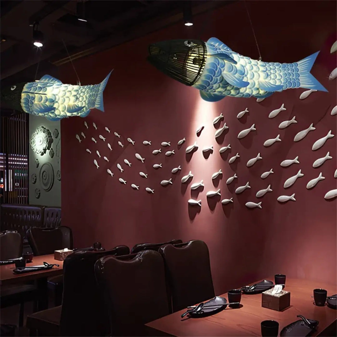 Suspension luminaire poisson design unique déco créative