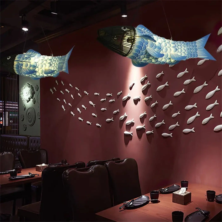Suspension luminaire poisson design unique déco créative