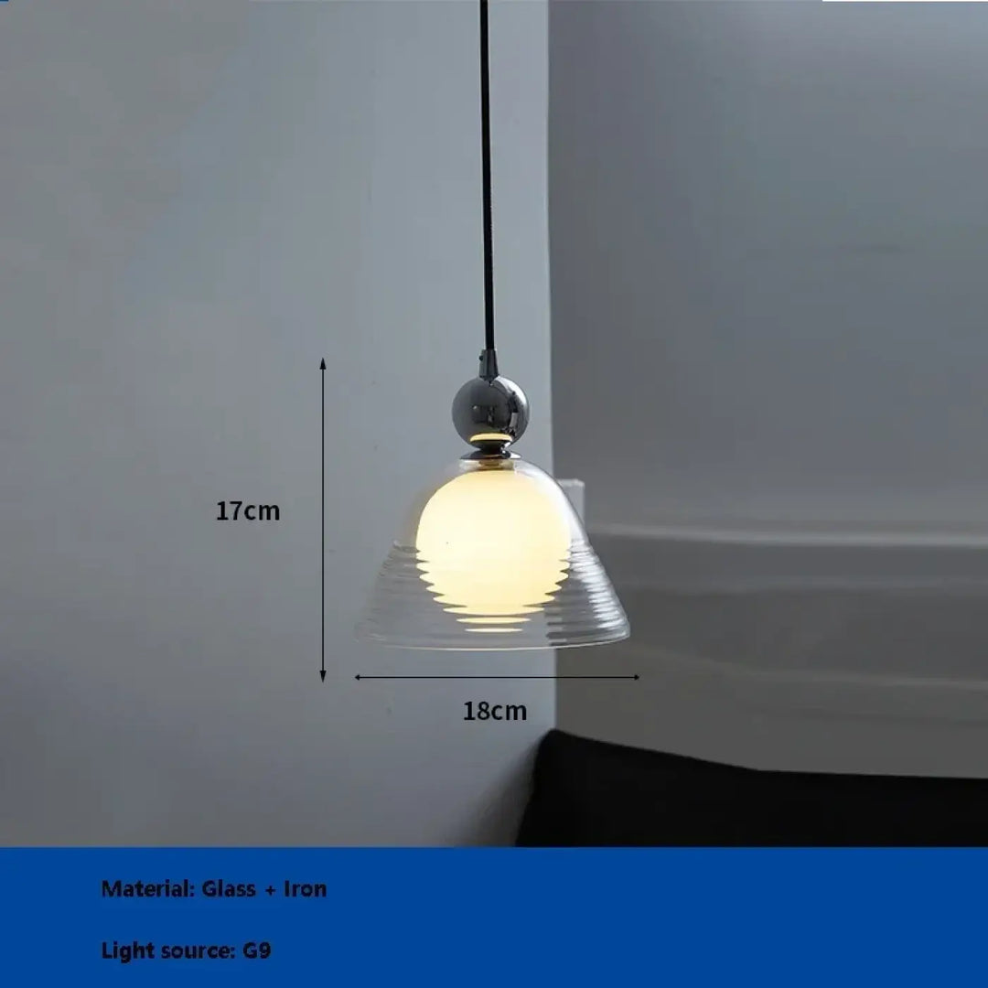 Suspension luminaire sunli avec abat-jour en verre côtelé transparent et tête sphérique chrome poli moderne