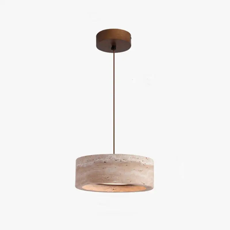 Suspension luminaire rond en pierre travertin design