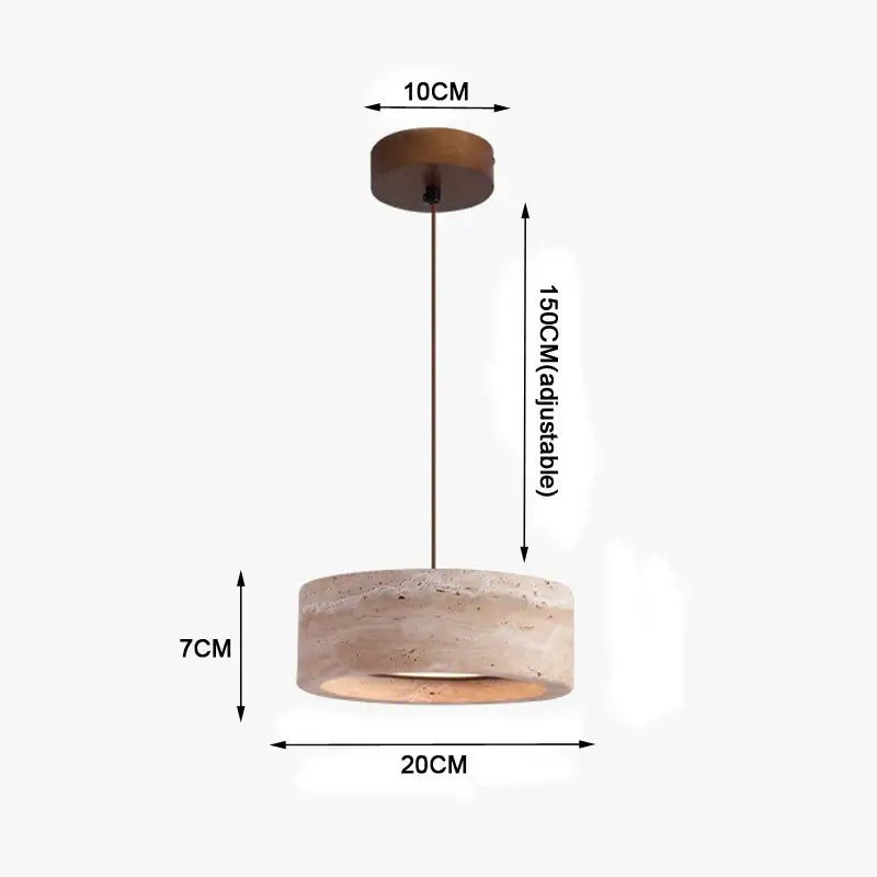 Suspension luminaire rond en pierre travertin design