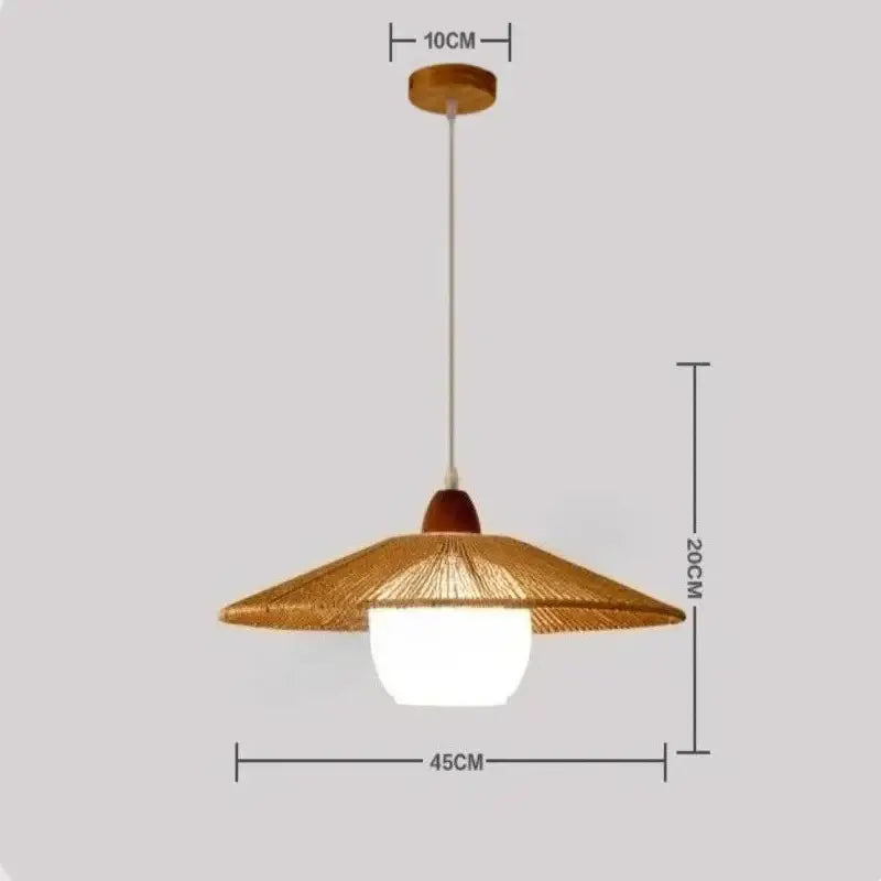 Suspension luminaire en rotin avec abat-jour blanc au style naturel