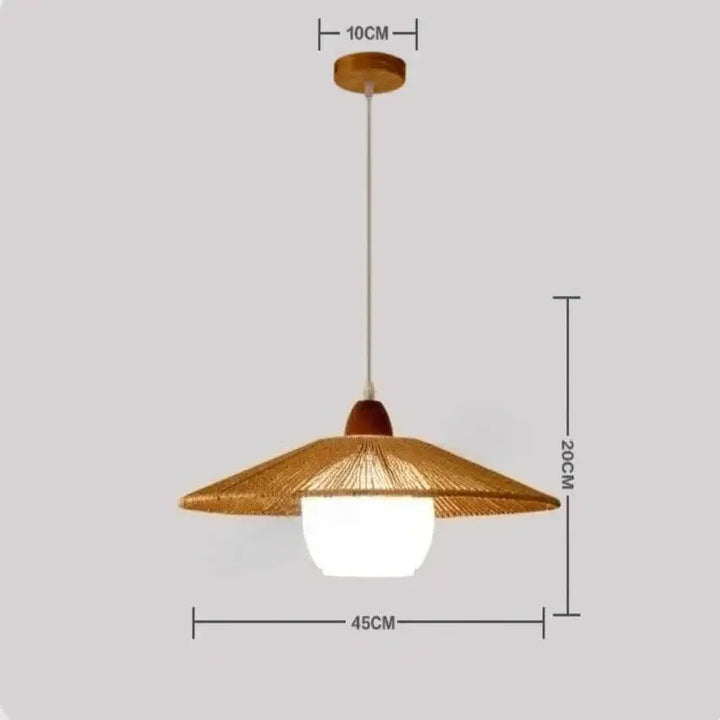 Suspension luminaire en rotin avec abat-jour blanc au style naturel