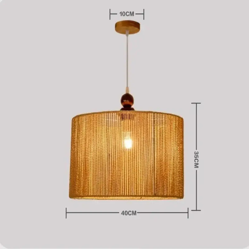 Suspension luminaire en rotin avec abat-jour blanc au style naturel