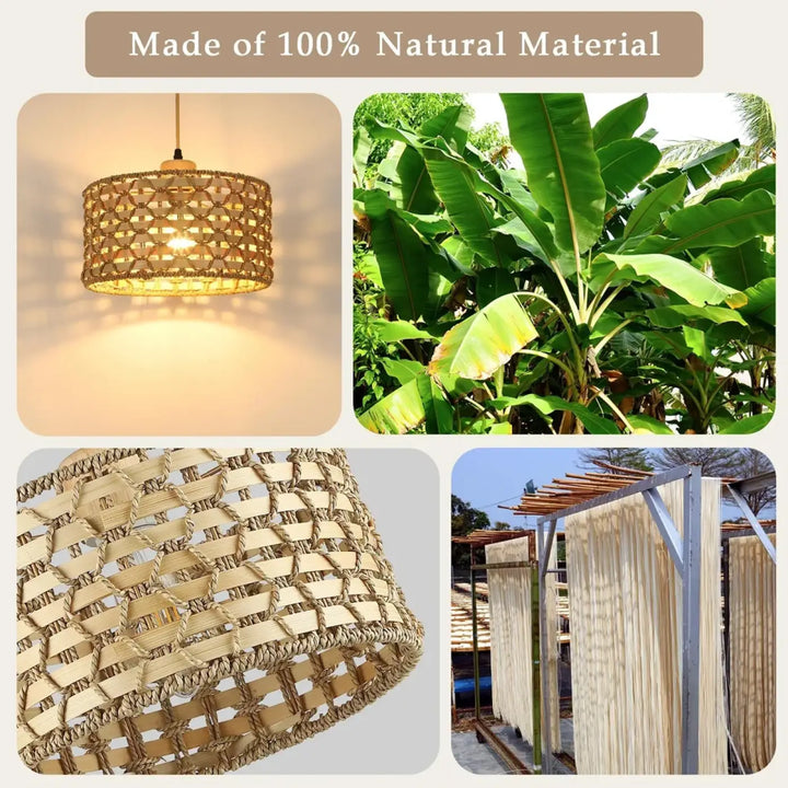 Suspension luminaire en rotin naturel design bohème beige