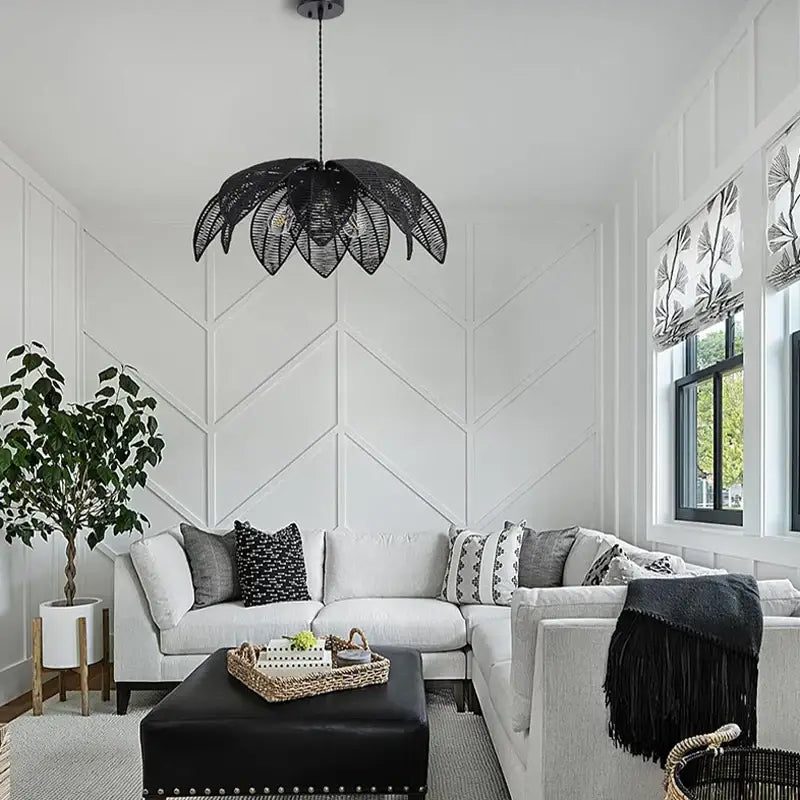 Suspension luminaire en rotin au style scandinave esprit bohème