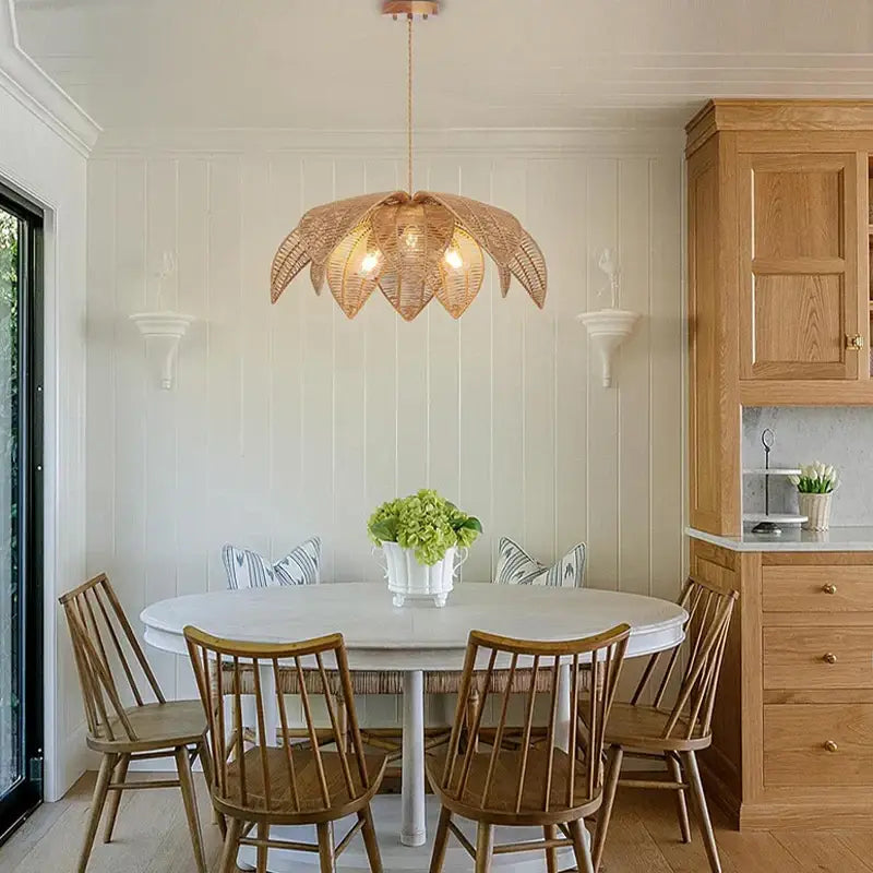 Suspension luminaire en rotin au style scandinave esprit bohème