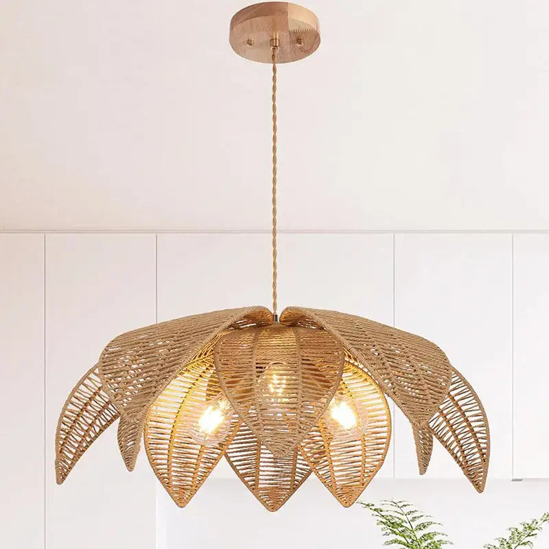 Suspension luminaire en rotin au style scandinave esprit bohème