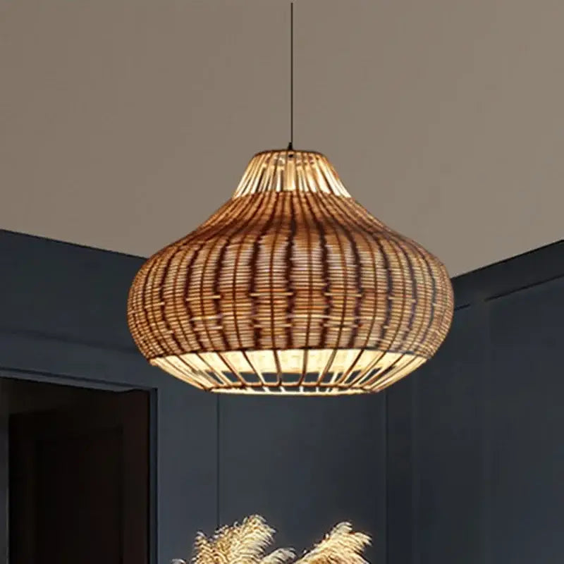 Retro Rattan Lamp Handmade Pendant Lights Chinese Style Loft Hanglamp Kitchen Light Fixture Dining Room Suspension E27