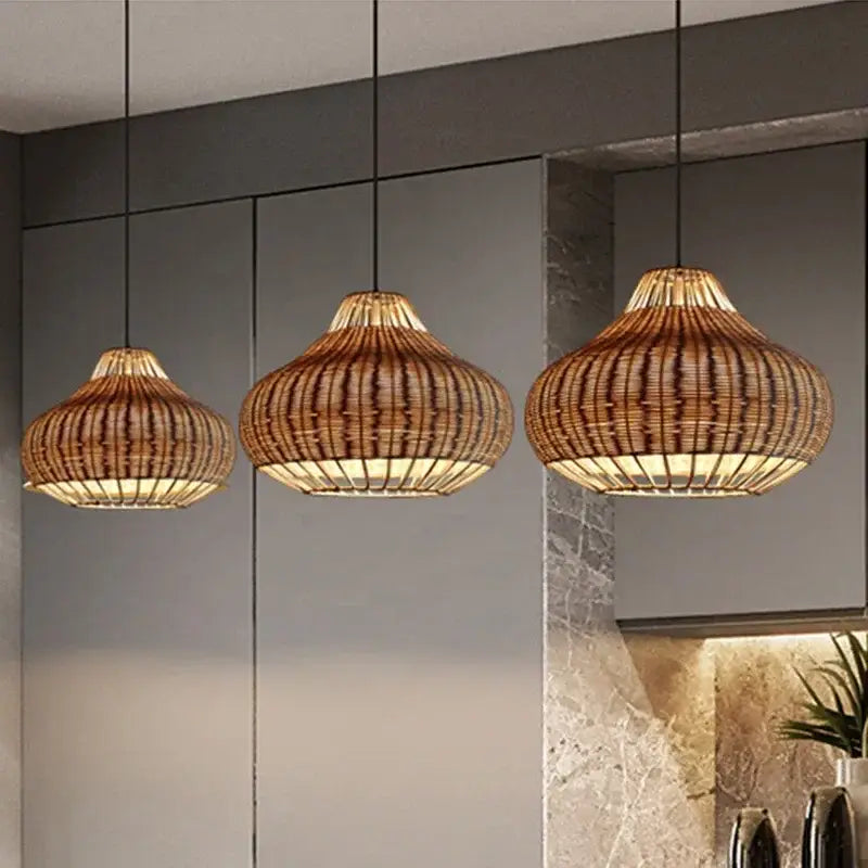 Retro Rattan Lamp Handmade Pendant Lights Chinese Style Loft Hanglamp Kitchen Light Fixture Dining Room Suspension E27